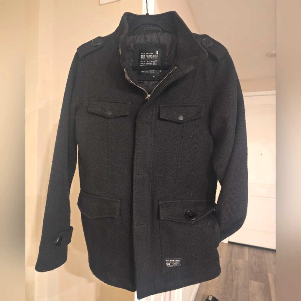 KR3W Men’s Black Herringbone jacket slim - S